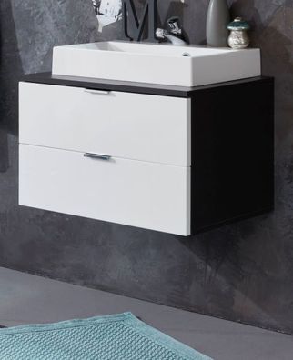 Waschtisch mit Waschbecken Concept1 Hochglanz weiß / grau Badmöbel Set 2-tlg