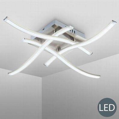 LED Design Decken-Lampe 4-flammig Decken-Leuchte modern Wohnzimmer matt-nickel