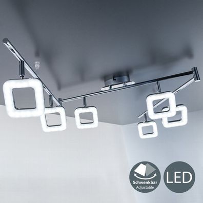 LED Design Decken-Leuchte Chrom modern Lampe Wohnzimmer Spot drehbar 6-flammig