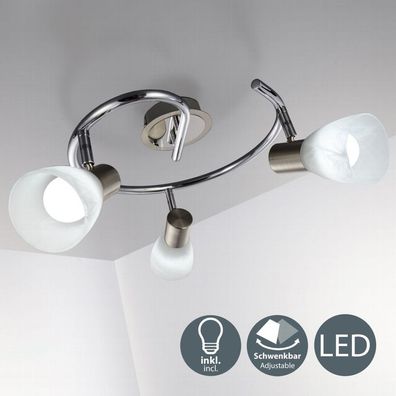 LED Deckenlampe Wohnzimmer schwenkbar E14 Metall Glas Spot Leuchte 3-flammig
