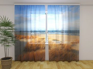Gardinen aus Chiffon "Dünen an der Ostseeküste" Vorhang mit Fotodruck, Maßanfertigung