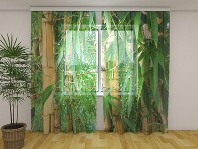 Gardinen aus Chiffon "Bambuswald 3" Vorhang mit 3D Fotodruck, Maßanfertigung