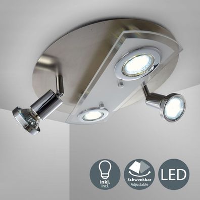 LED Decken-Leuchte rund Metall Glas Lampe Wohnzimmer Strahler 4-flammig GU10
