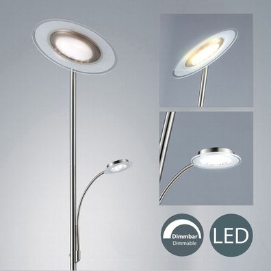 LED Stehleuchte dimmbar Metall Glas Decken-Fluter Steh-Lampe schwenkbar