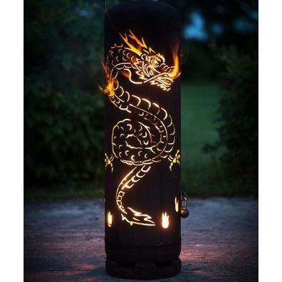 Drachen Dragon Feuerstelle Feuertonne Gartenfeuer Feuerschale Edelrost
