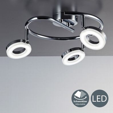 LED Decken-Leuchte Chrom modern Lampe Wohnzimmer Spot Strahler drehbar 3-flammig