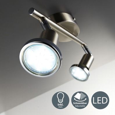 LED Deckenleuchte Wohnzimmer schwenkbar GU10 Metall Decken-Spot Lampe 2-flammig