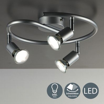 LED Deckenlampe Wohnzimmer schwenkbar GU10 Metall Decken-Spot Leuchte 3-flammig