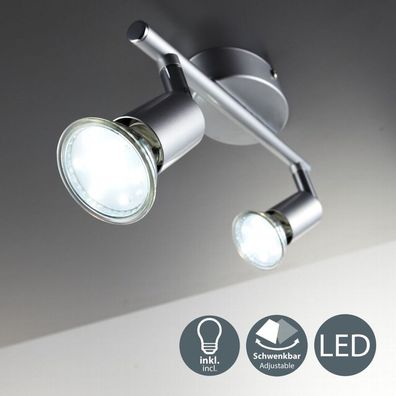 LED Deckenlampe Wohnzimmer schwenkbar GU10 Metall Decken-Spot Leuchte 2-flammig