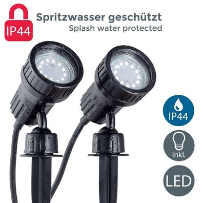 2x Gartenstrahler LED Erdspieß IP44 Außenstrahler Halogen Strahler Spießstrahler