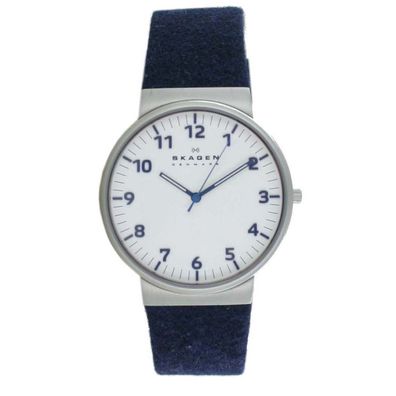 Skagen Herren Uhr Armbanduhr Ancher blau Leder SKW6098
