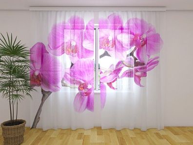 Gardinen aus Chiffon "Lilafarbenes Glück" Vorhang mit 3D Fotodruck, Maßanfertigung