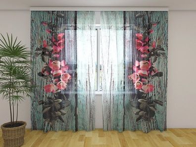 Gardinen aus Chiffon "Elegantes Duett" Vorhang mit 3D Fotodruck, Maßanfertigung