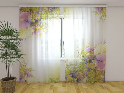 Gardinen aus Chiffon "Feldblumen" Vorhang mit 3D Fotodruck, Maßanfertigung