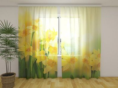 Gardinen aus Chiffon "Gelbe Narzisse" Vorhang mit 3D Fotodruck, Maßanfertigung