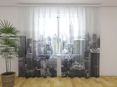 Gardinen aus Chiffon "New York schwarz-weiss" Vorhang mit 3D Fotodruck, auf Maß