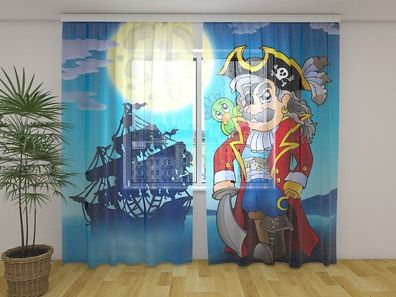 Gardinen aus Chiffon "Pirat" Vorhang mit 3D Fotodruck, Maßanfertigung