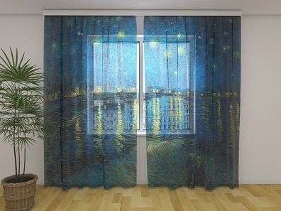 Gardinen aus Chiffon "Sternennacht über der Rhone" Vorhang mit 3D Fotodruck, auf Maß