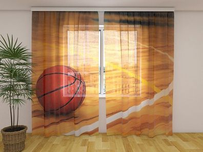 Gardinen aus Chiffon "Basketball" Vorhang mit 3D Fotodruck, Maßanfertigung