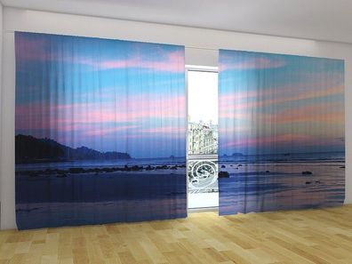 Fotogardinen "Tropischer Sonnenuntergang" Vorhang mit 3D Fotodruck für breite Fenster