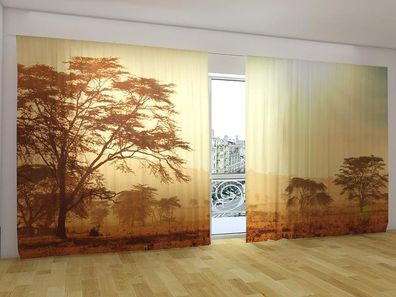 Fotogardinen "Tansania" Vorhang mit 3D Fotodruck, Gardinen für breite Fenster auf Maß