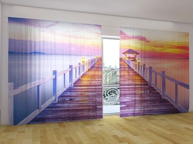Fotogardinen "Sonnenaufgang am Meer" Vorhang mit Fotodruck für breite Fenster auf Maß
