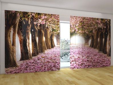 Fotogardinen "Magnolien im Frühling" Vorhang mit 3D Fotodruck für breite Fenster