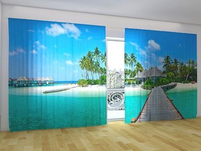 Fotogardinen "Der Weg zum Paradies" Vorhang mit 3D Fotodruck für breite Fenster