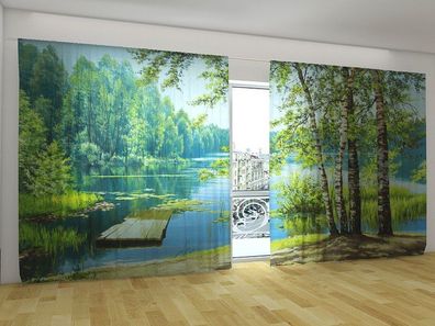 Fotogardine "im Wald" Vorhang 3D Fotodruck Fotovorhang Gardine Maßanfertigung 