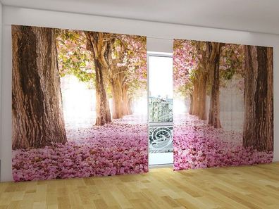 Fotogardinen "Magnolienallee" Vorhang mit 3D Fotodruck, Gardinen für breite Fenster
