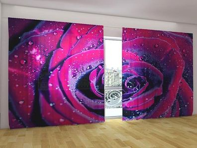 Fotogardinen "Rose der Liebe" Vorhang mit 3D Fotodruck, Gardinen für breite Fenster