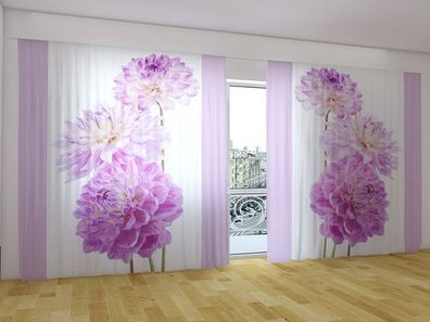 Fotogardinen "Glück in Lila" Vorhang mit 3D Fotodruck, Gardinen für breite Fenster