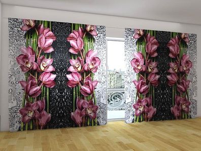 Fotogardinen "Tropfen der Schönheit" Vorhang mit 3D Fotodruck für breite Fenster