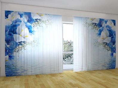 Fotogardinen "Hübsche Iris" Vorhang mit 3D Fotodruck, Gardinen für breite Fenster