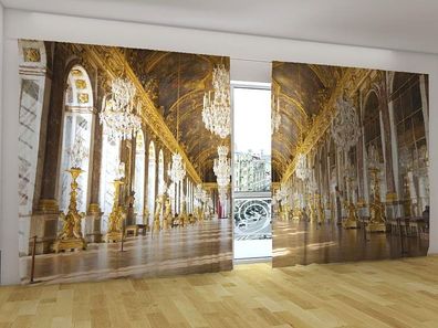 Fotogardinen "Schloss Versailles" Vorhang 3D Fotodruck, Gardinen für breite Fenster