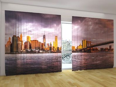 Fotogardinen "Gewitter über New York" Vorhang mit 3D Fotodruck für breite Fenster