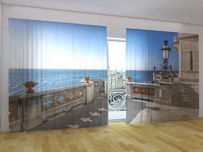 Fotogardinen "Das Schwalbennest" Vorhang mit 3D Fotodruck für breite Fenster, auf Maß