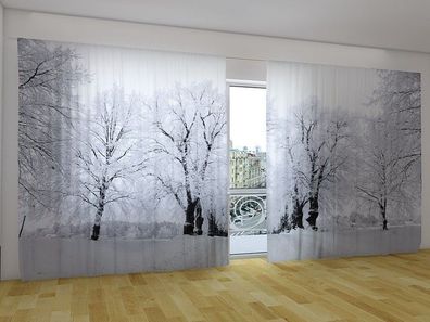 Fotogardinen "Winterweg" Vorhang mit 3D Fotodruck, Gardinen für breite Fenster