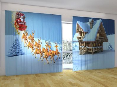 Fotogardinen "Weihnachtsgeschichte" Vorhang mit Fotodruck Gardinen für breite Fenster