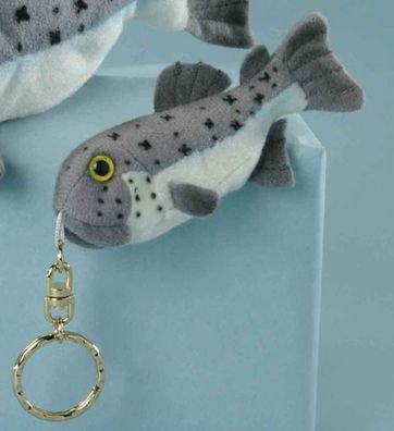 LEVUVU Schlüsselanhänger-Lachs grau-weiß 9,5 cm