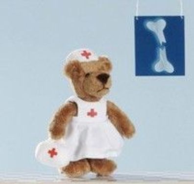 LEVUVU Stehbär "Krankenschwester" Teddybär hellbraun 14 cm