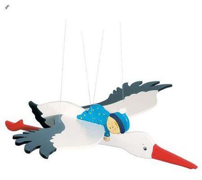 goki - Schwingfigur Storch mit Baby, blau