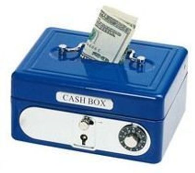 goki - Spardose Geldkassette mit Kombinationsschloß blau