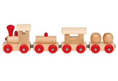 goki - Zug mit Magnetkupplung, naturbelassenes Holz, Länge 25 cm