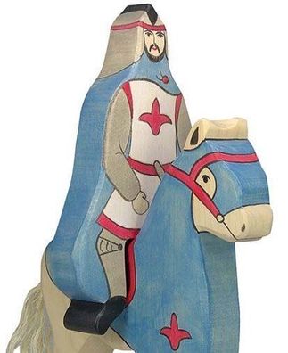 Holztiger - "Mittelalter" Holzfigur, Ritter, blau, reitend (ohne Pferd)