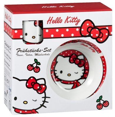 Keramik-Frühstücksset 3-tlg. Hello Kitty "Red cherry"