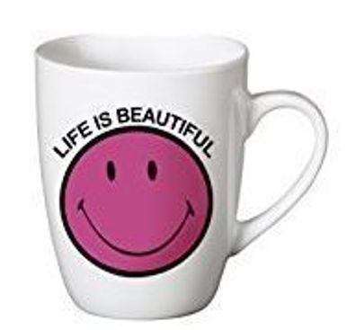 NICI Tasse "Life is beautiful" Smiley pink Porzellan