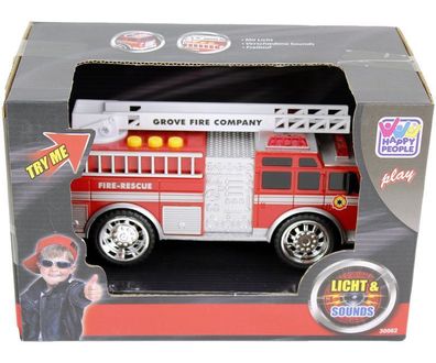 Happy People 30062 Feuerwehrauto mit Licht und Ton Sounds Freilauf 18cm