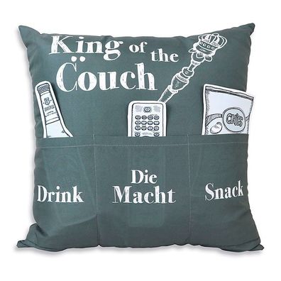 Hergo Sofahelden Kissen mit Taschen 43x43cm - King of the Couch 8802