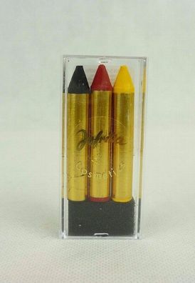 Jofrika 07111 Fan Schminkstifte Grease Sticks schwarz rot gold / gelb
